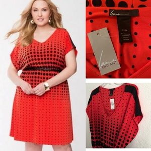 Lane Bryant Red Polka Dot Dress Short Sleeve career Casual Size 22 / 24 NWT